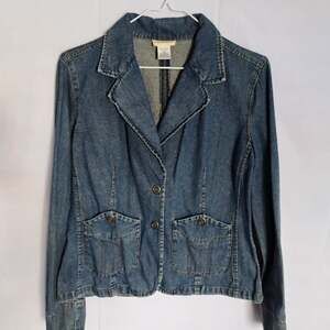 Forenza Denim Blazer - Y2K Fitted Jean Jacket - Dark Wash